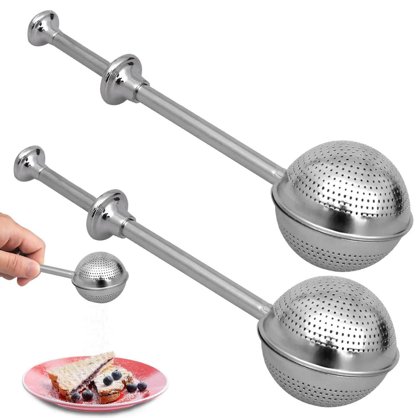 Stainless Steel Tea Strainer, 2025 New Tea Ball Infuser Filter, Fine Mesh Tea Infuser Spoon Strainer,Loose Leaf Tea Steeper 2Pcs