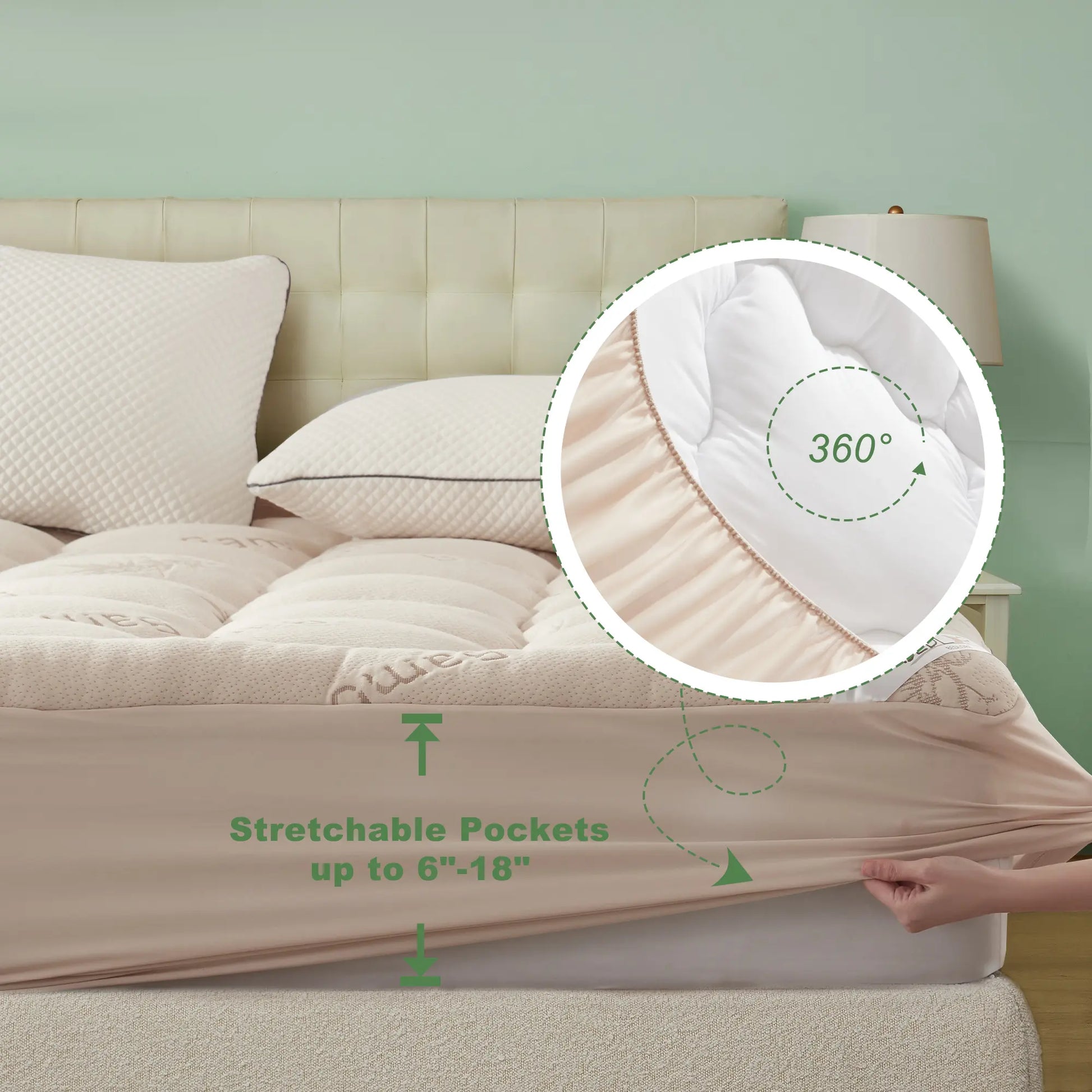 Summerwins【Bedlore】Thick Fitted Sheet Mattress Pad, Fluffy Pillow Top Comfort Layer, Cooling & Soft Mattress Cover with Deep Pockets (Fits 6–18 Inch Mattresses), Ideal for Bedroom & Home Use
