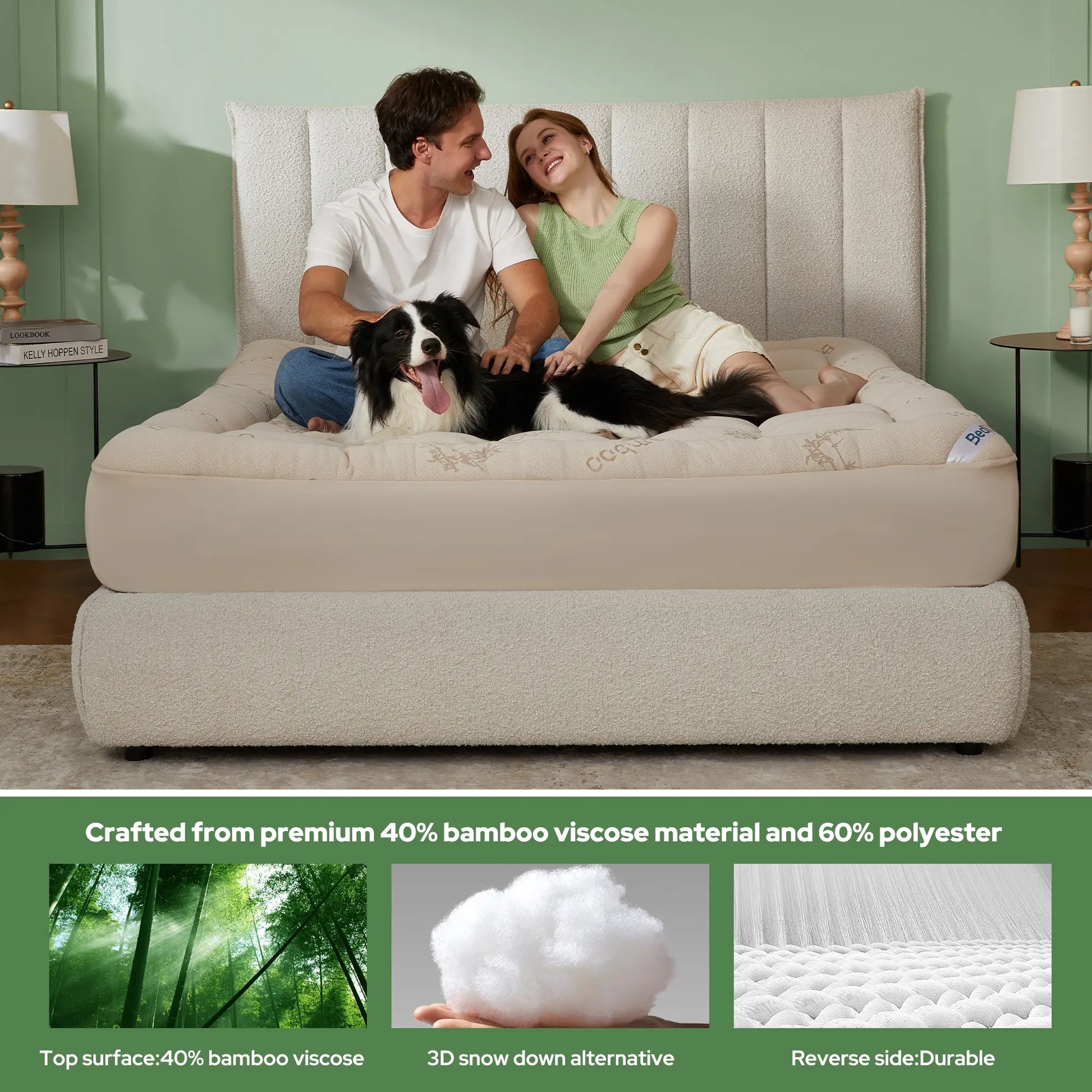 Summerwins【Bedlore】Thick Fitted Sheet Mattress Pad, Fluffy Pillow Top Comfort Layer, Cooling & Soft Mattress Cover with Deep Pockets (Fits 6–18 Inch Mattresses), Ideal for Bedroom & Home Use