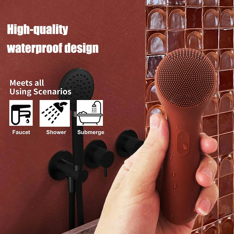 Facial and Nasal Blackhead Cleaner, Silicone Facial Cleansing Brush, Facial Vibration Massage, USB Charging Facial Brush