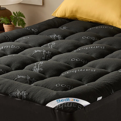 Summerwins【Bedlore】Thick Fitted Sheet Mattress Pad, Fluffy Pillow Top Comfort Layer, Cooling & Soft Mattress Cover with Deep Pockets (Fits 6–18 Inch Mattresses), Ideal for Bedroom & Home Use