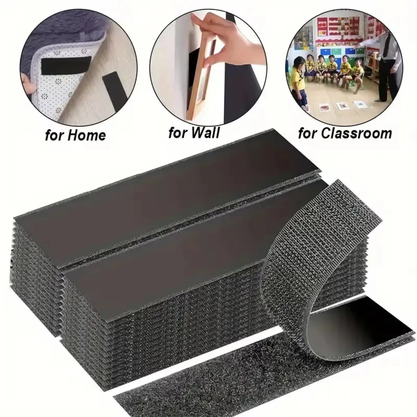Heavy Duty Water-Resistant Self-Adhesive Double-Sided Hook-And-Loop Strips, Versatile Mounting Tape for Wall Hanging Picture Frames, Cable Organization (Home & Office Use)