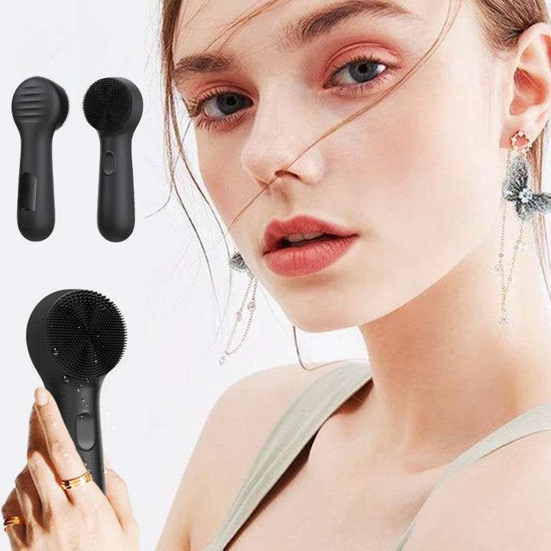 Facial and Nasal Blackhead Cleaner, Silicone Facial Cleansing Brush, Facial Vibration Massage, USB Charging Facial Brush