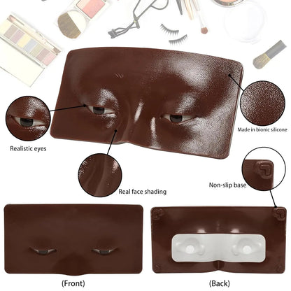 Wheat Silicone Makeup Practice Board with Pearl Stickers and Brushes