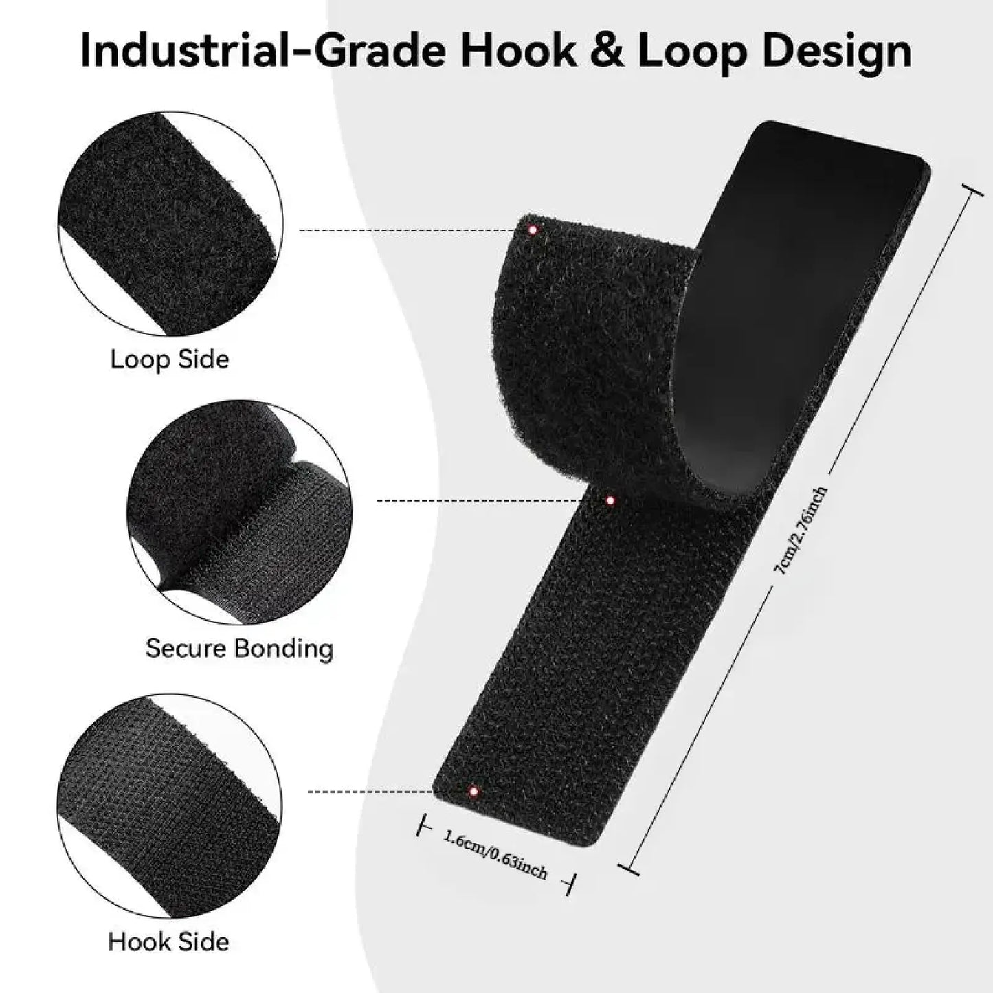 Heavy Duty Water-Resistant Self-Adhesive Double-Sided Hook-And-Loop Strips, Versatile Mounting Tape for Wall Hanging Picture Frames, Cable Organization (Home & Office Use)