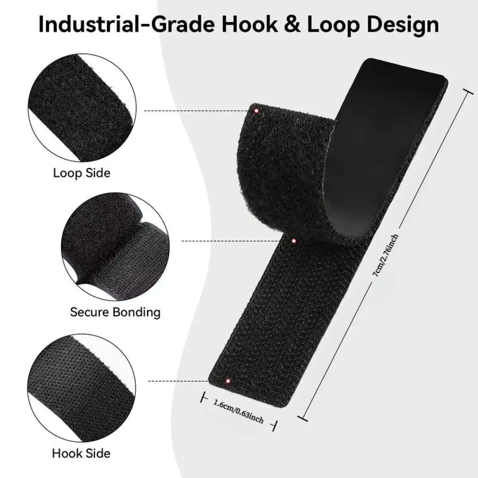 Heavy Duty Water-Resistant Self-Adhesive Double-Sided Hook-And-Loop Strips, Versatile Mounting Tape for Wall Hanging Picture Frames, Cable Organization (Home & Office Use)