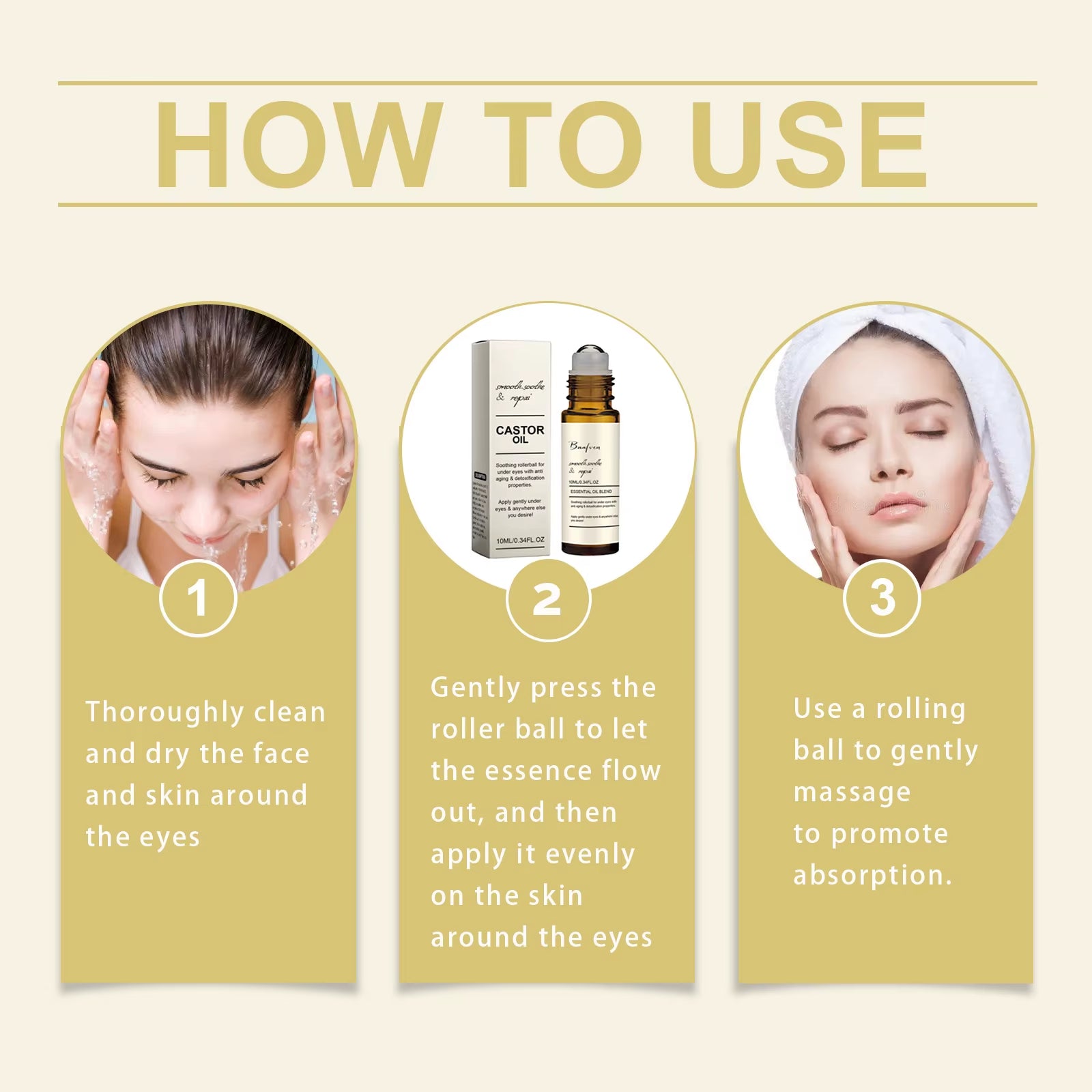 Castor Oil Eye Serum Anti-Puffiness Eye Massager