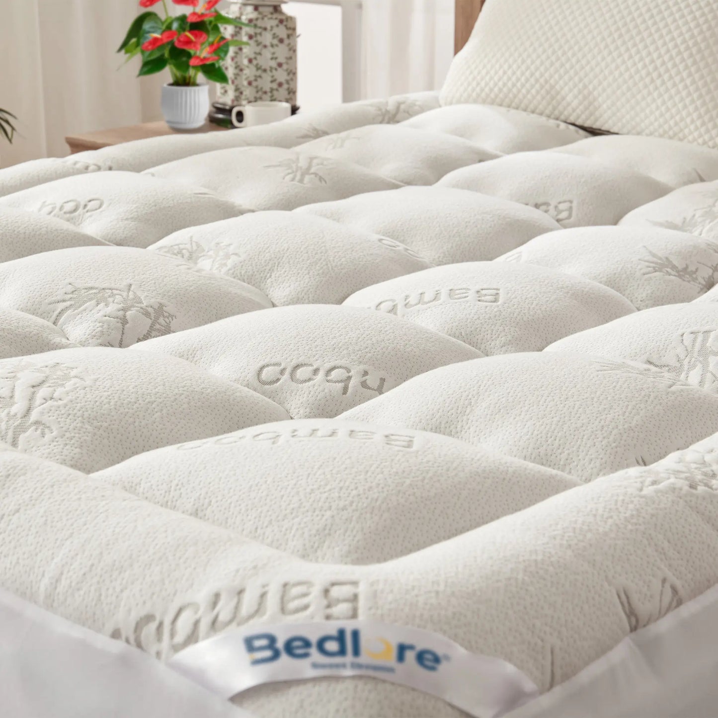 Summerwins【Bedlore】Thick Fitted Sheet Mattress Pad, Fluffy Pillow Top Comfort Layer, Cooling & Soft Mattress Cover with Deep Pockets (Fits 6–18 Inch Mattresses), Ideal for Bedroom & Home Use