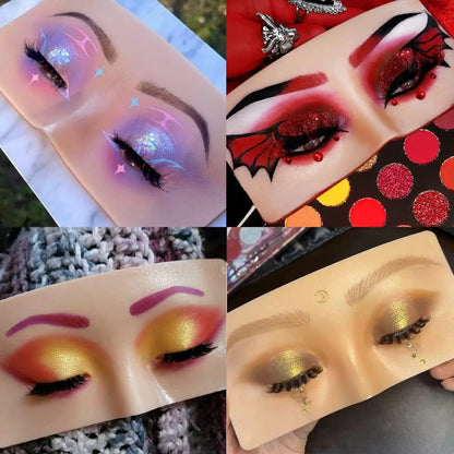 Wheat Silicone Makeup Practice Board with Pearl Stickers and Brushes