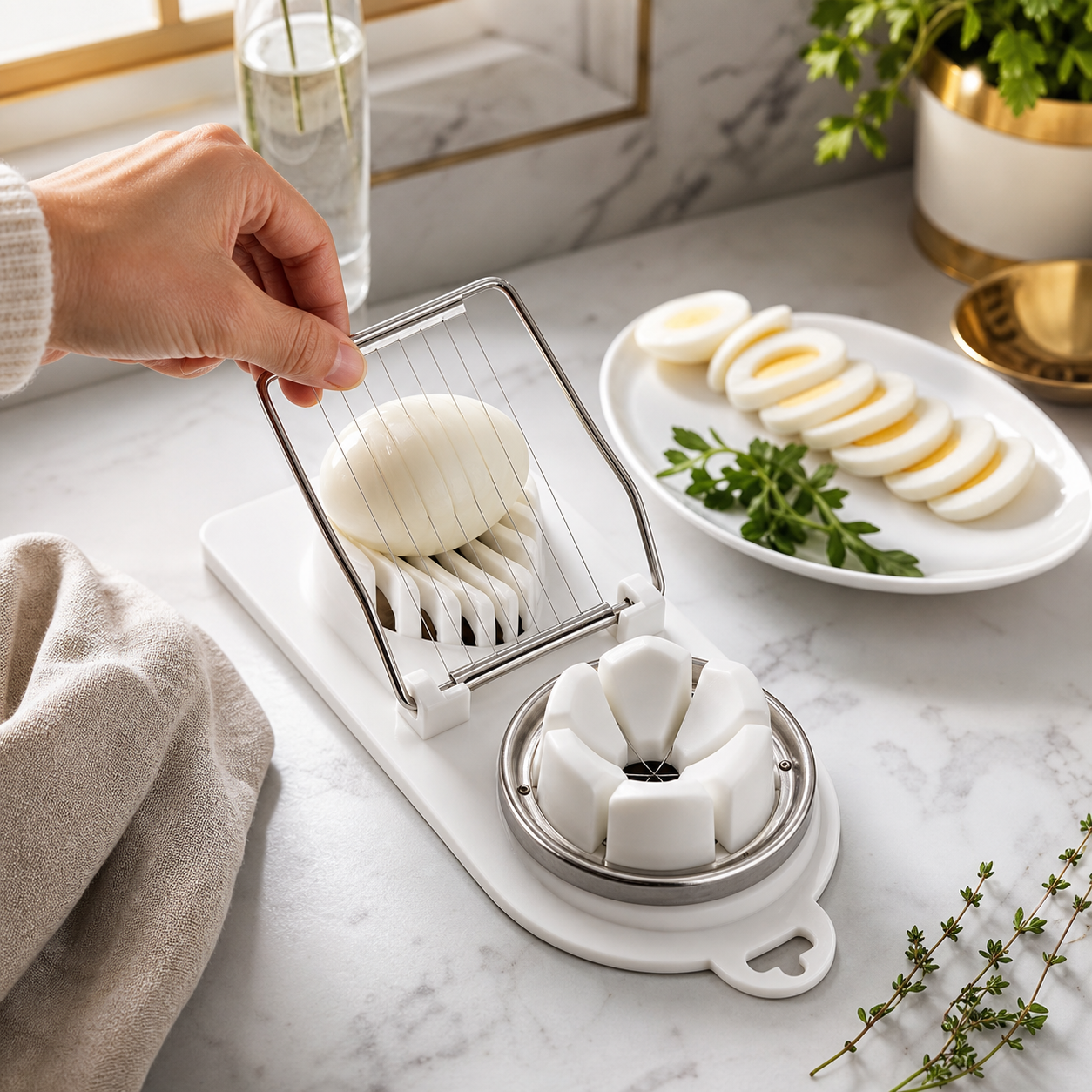 Multifunctional Egg Slicers Stainless Steel Slicer Fancy Splitter Egg Cutting Tool Home Two in One Egg Cutter Kitchen Gadgets